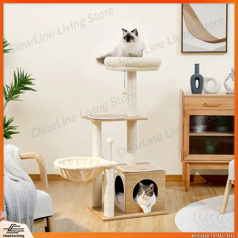Cat Scratching Post Sisal Tree Tower - Árbol para Gatos Moderno para Interiores,