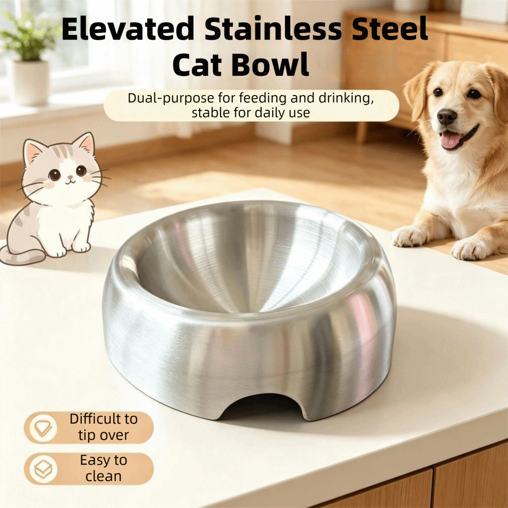 Elevated Ceramic Cat Bowls Tilted Food - Comedero elevado para gatos de acero