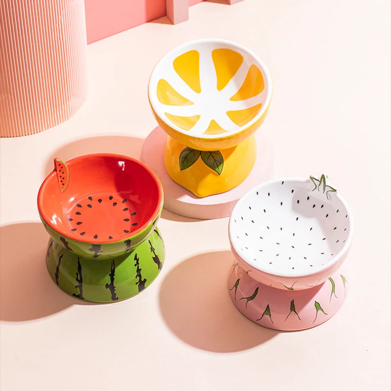 Elevated Ceramic Cat Bowls Tilted Food - Tazón de Cerámica Elevado para Mascotas