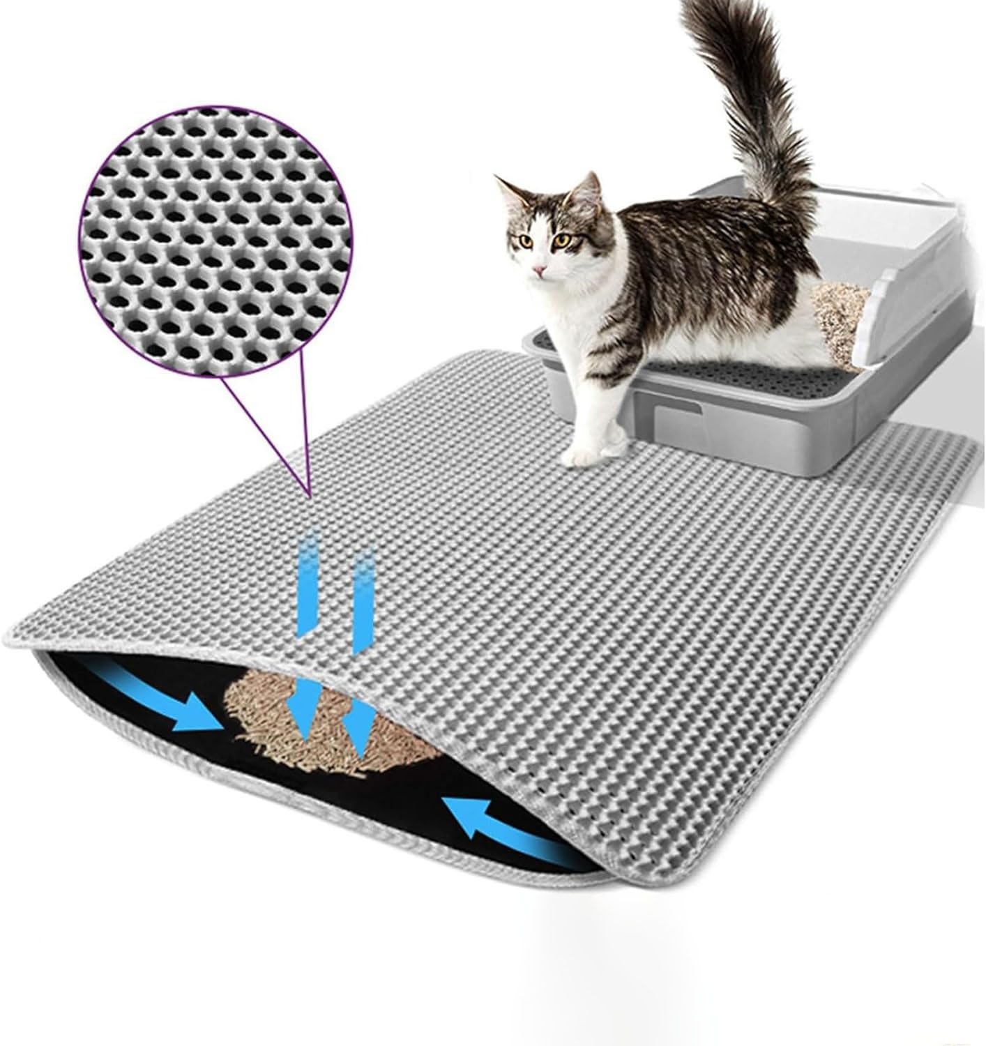 Cat Litter Mat Double Layer Waterproof - Estera de arena para Gato, impermeable,