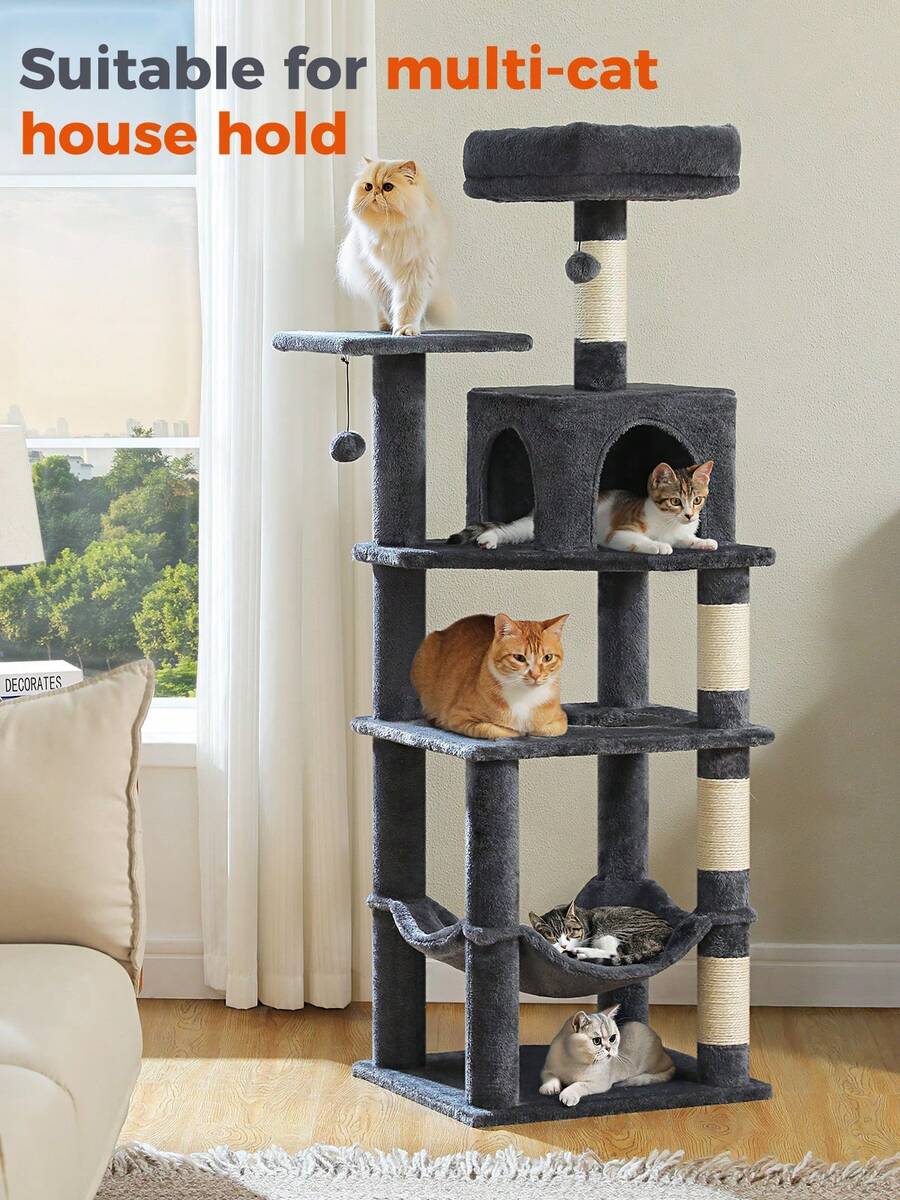 Cat Scratching Post Sisal Tree Tower - Árbol para gatos de 56,3 pulgadas,