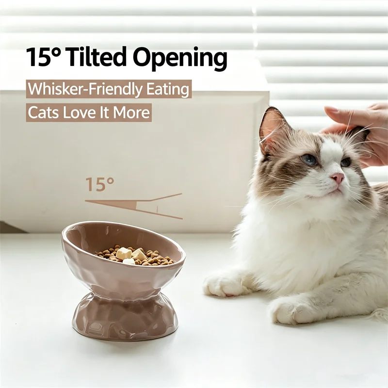 Elevated Ceramic Cat Bowls Tilted Food - Tazón de cerámica elevado para gatos,