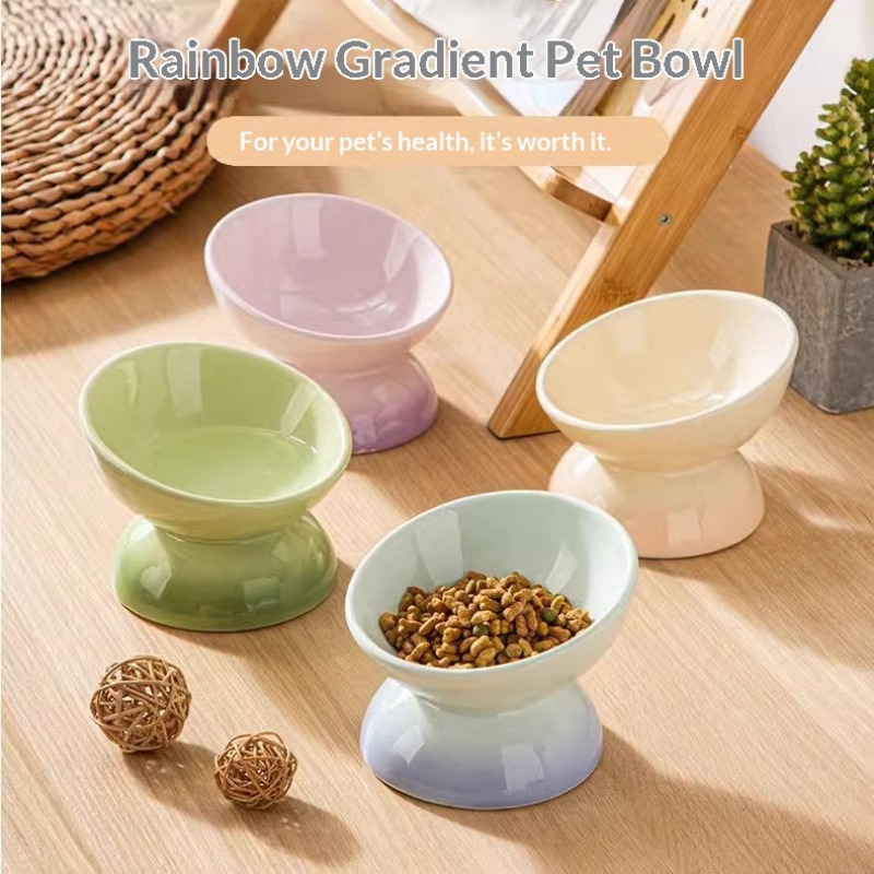 Elevated Ceramic Cat Bowls Tilted Food - Comederos elevados de cerámica para gatos,
