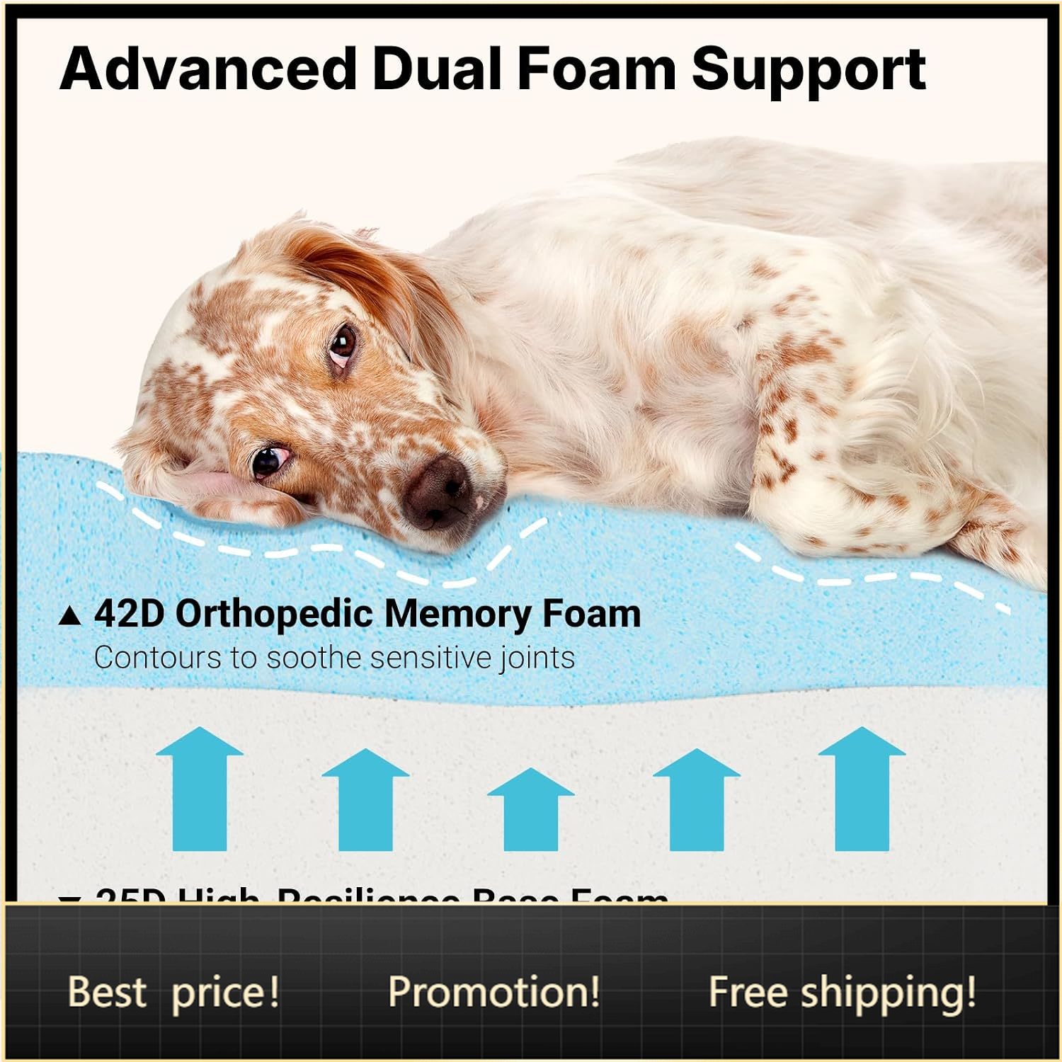 Orthopedic Memory Foam Dog Bed Washable - Cama ortopédica de espuma viscoelástica para