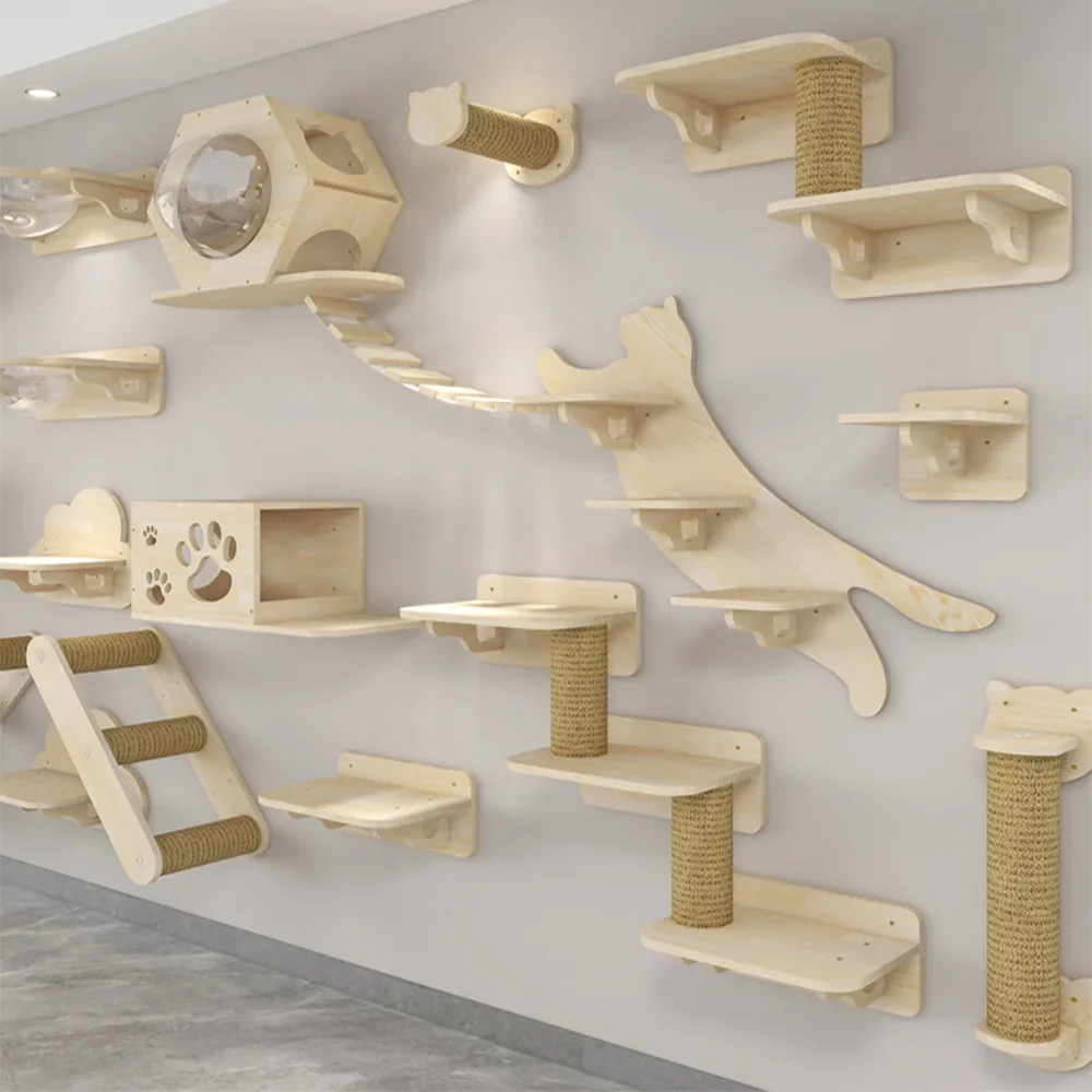 Marco de escalada para gatos d - Cat Wall Climbing Shelves Hammock Wooden reseña y precio