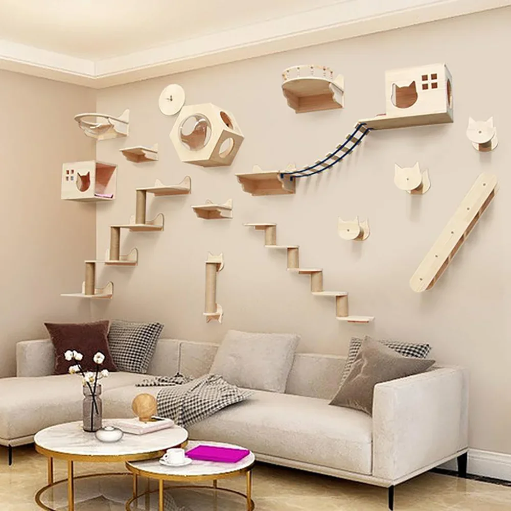 Marco de escalada para gatos d - Cat Wall Climbing Shelves Hammock Wooden reseña y precio