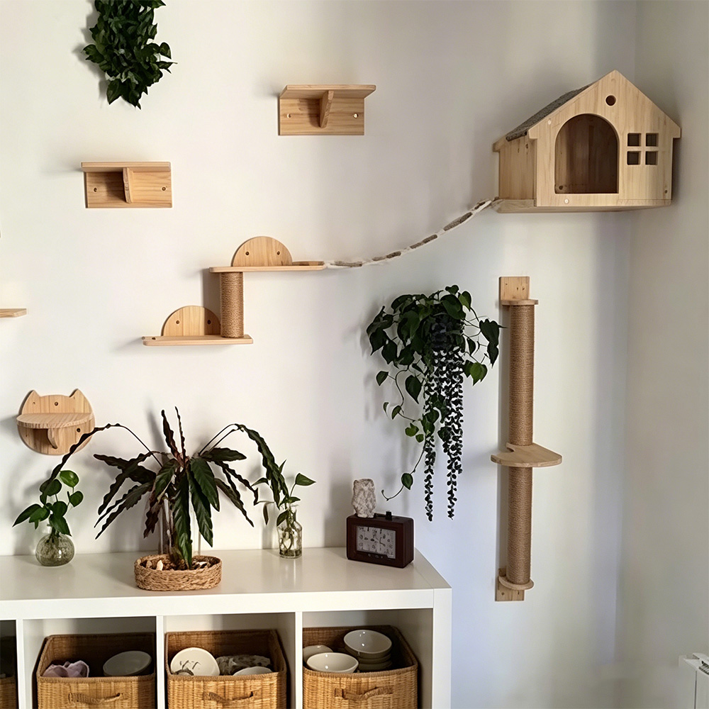 Estantes para que los gatos tr - Cat Wall Climbing Shelves Hammock Wooden reseña y precio