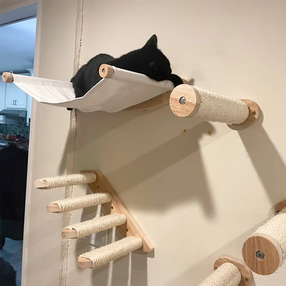 Estantes para que los gatos tr - Cat Wall Climbing Shelves Hammock Wooden reseña y precio