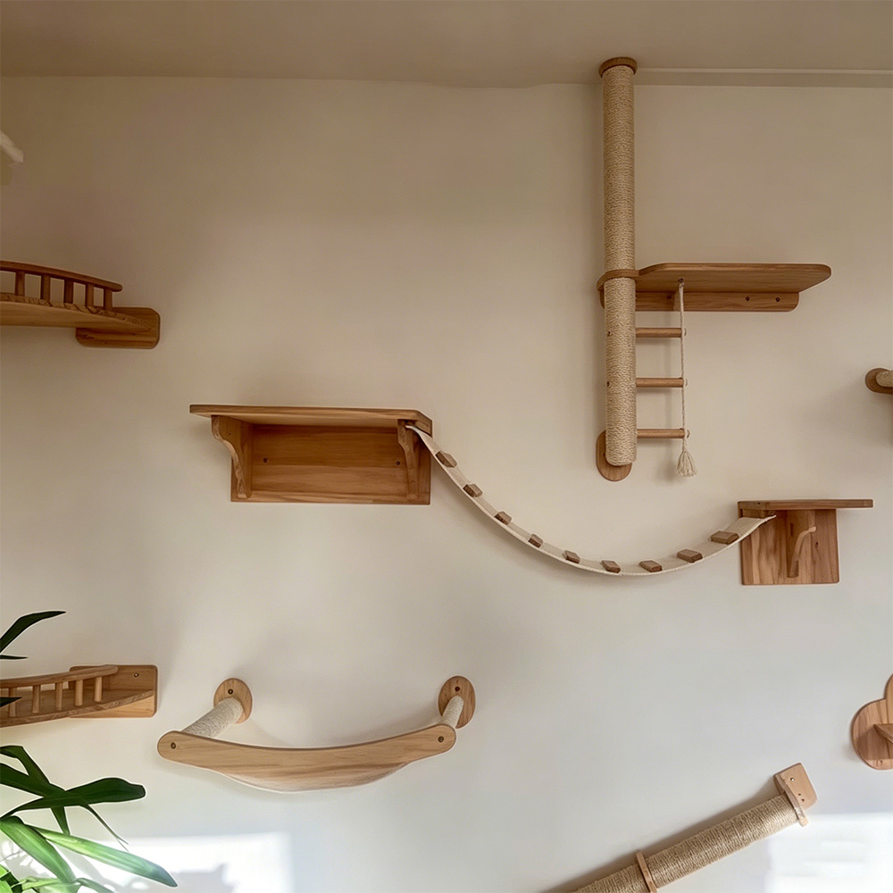 Estantes para que los gatos tr - Cat Wall Climbing Shelves Hammock Wooden reseña y precio
