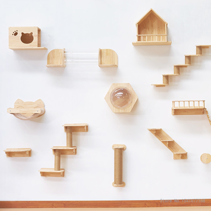 Hamaca montada en la pared par - Cat Wall Climbing Shelves Hammock Wooden reseña y precio