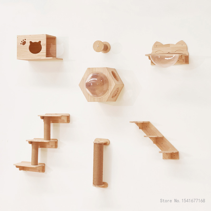 Hamaca montada en la pared par - Cat Wall Climbing Shelves Hammock Wooden reseña y precio