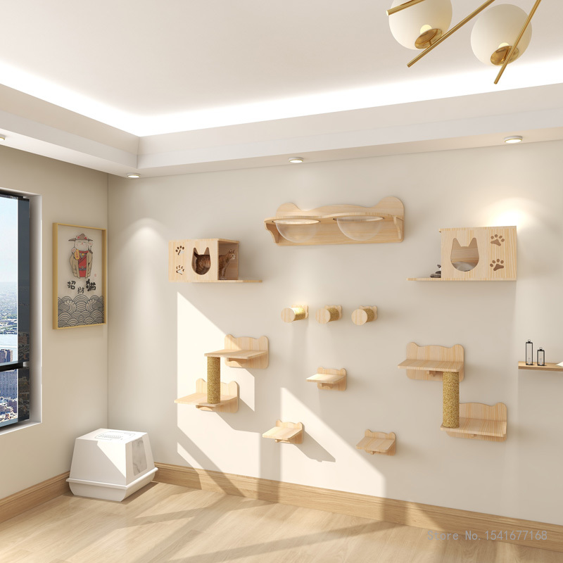 Hamaca montada en la pared par - Cat Wall Climbing Shelves Hammock Wooden reseña y precio