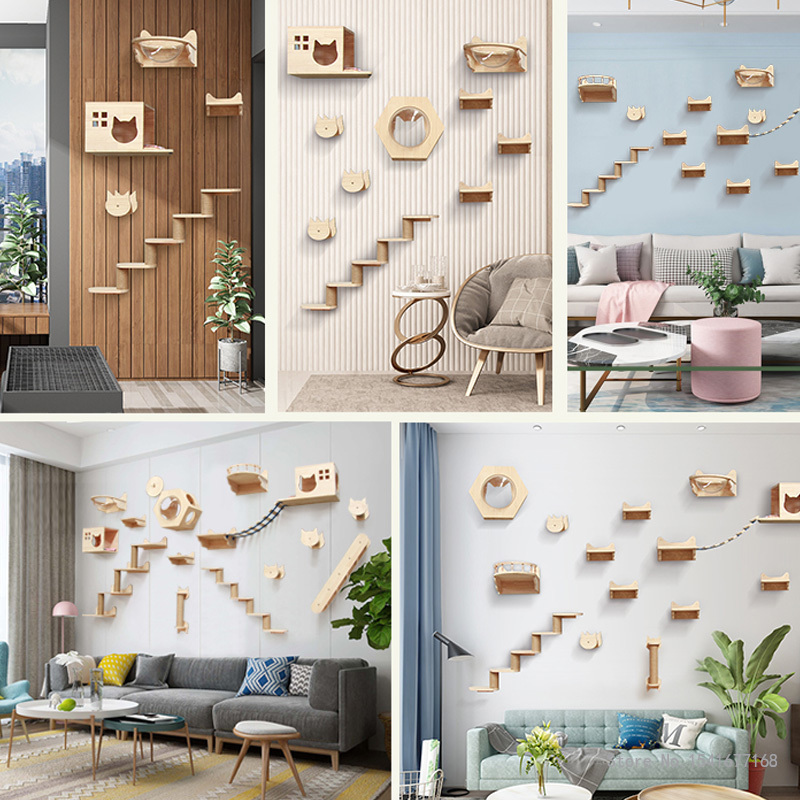Hamaca montada en la pared par - Cat Wall Climbing Shelves Hammock Wooden reseña y precio