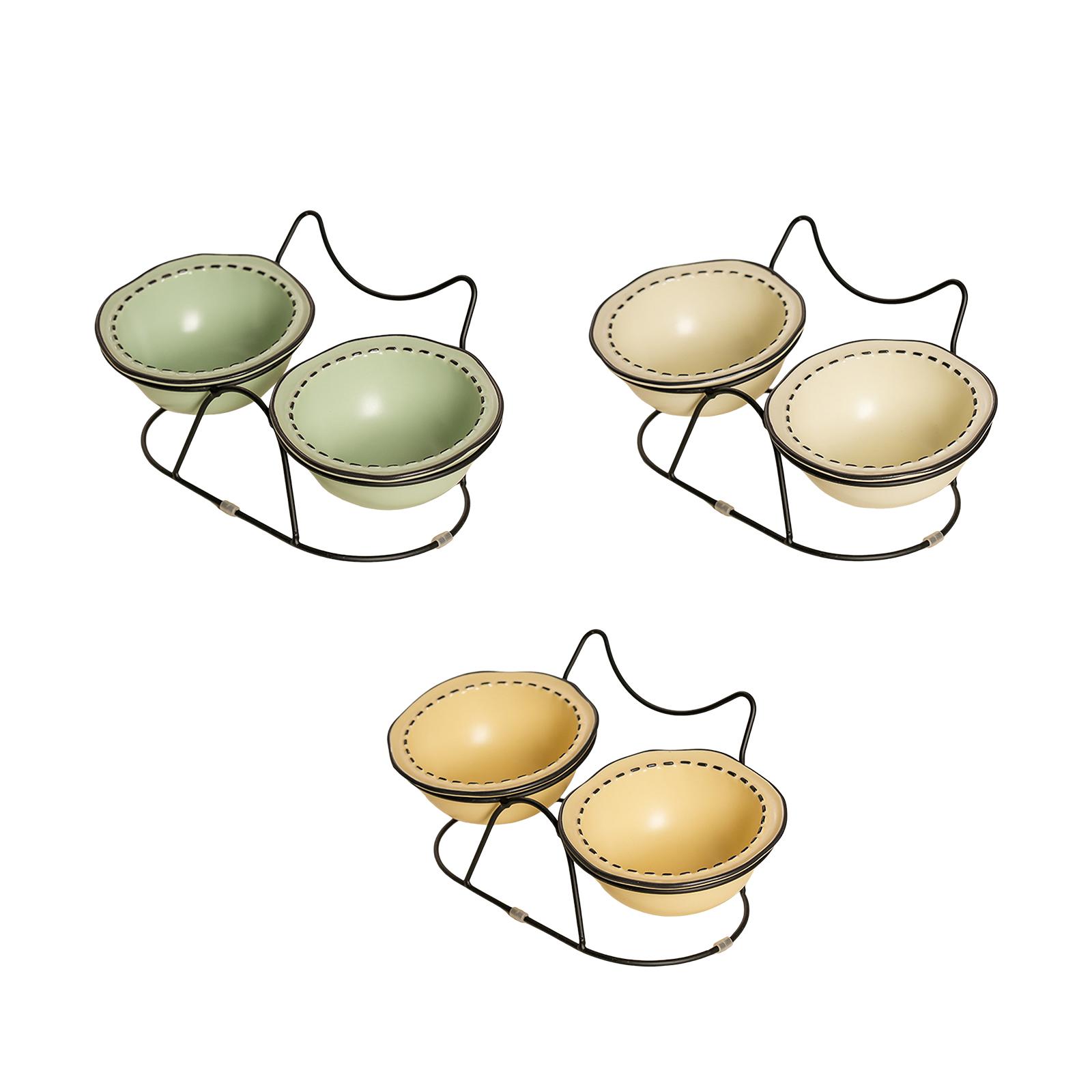 Juego de comederos dobles de c - Elevated Ceramic Cat Bowls Tilted Food reseña y precio