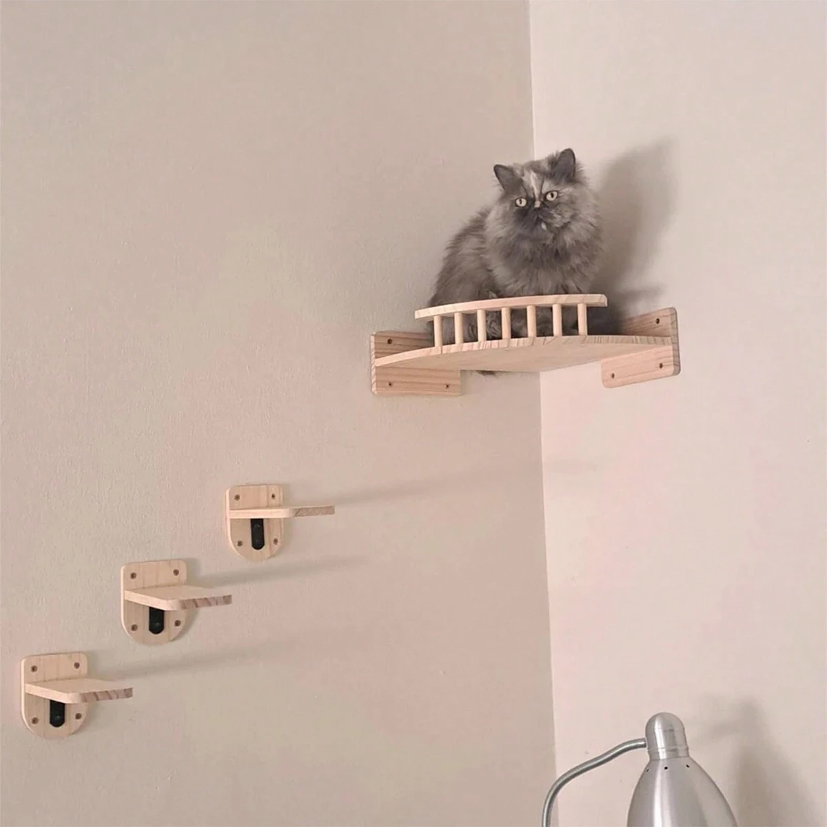 Estante esquinero para gatos c - Cat Wall Climbing Shelves Hammock Wooden reseña y precio