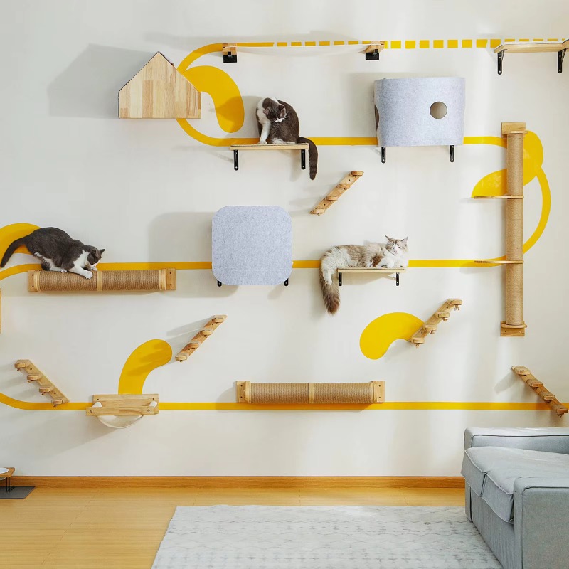 Rascador para Gatos, Estantes  - Cat Wall Climbing Shelves Hammock Wooden reseña y precio