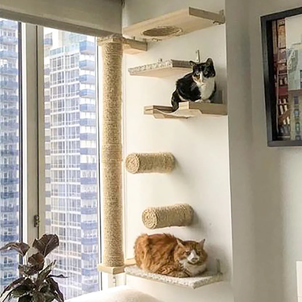 Estantes de madera para escala - Cat Wall Climbing Shelves Hammock Wooden reseña y precio