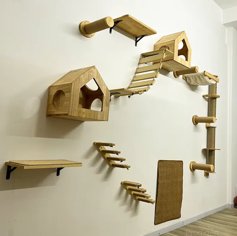 Estantes de escalada montados  - Cat Wall Climbing Shelves Hammock Wooden reseña y precio