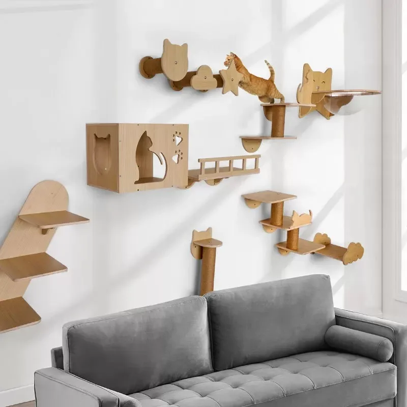 Estantes de escalada montados  - Cat Wall Climbing Shelves Hammock Wooden reseña y precio