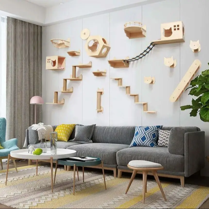 Estantes de escalada montados  - Cat Wall Climbing Shelves Hammock Wooden reseña y precio