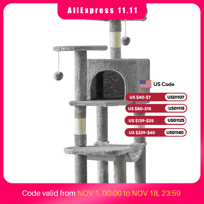 JHK-árbol para gatos de 44 pul - Cat Scratching Post Sisal Tree Tower reseña y precio