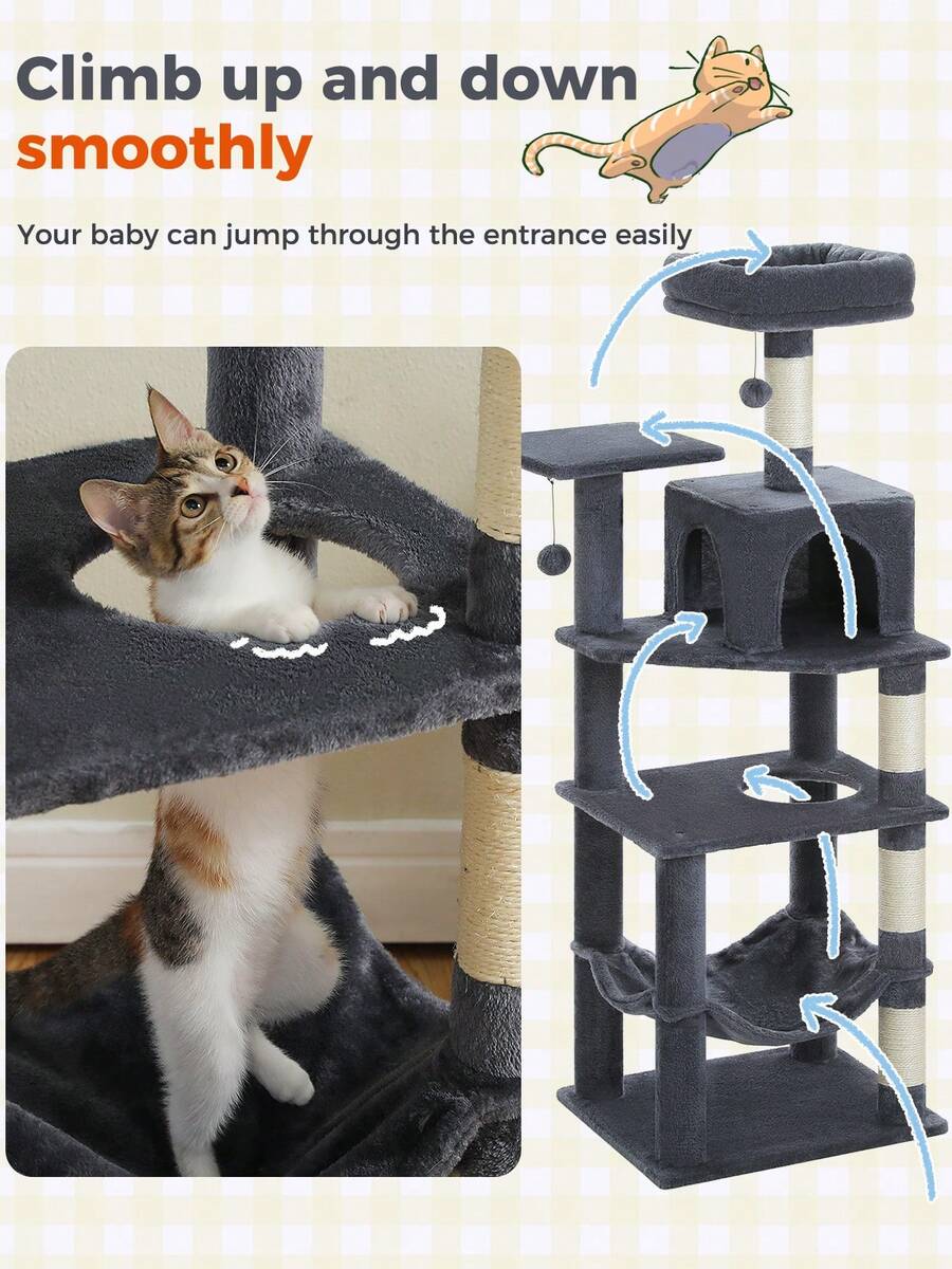 Árbol para gatos de 56,3 pulga - Cat Scratching Post Sisal Tree Tower reseña y precio