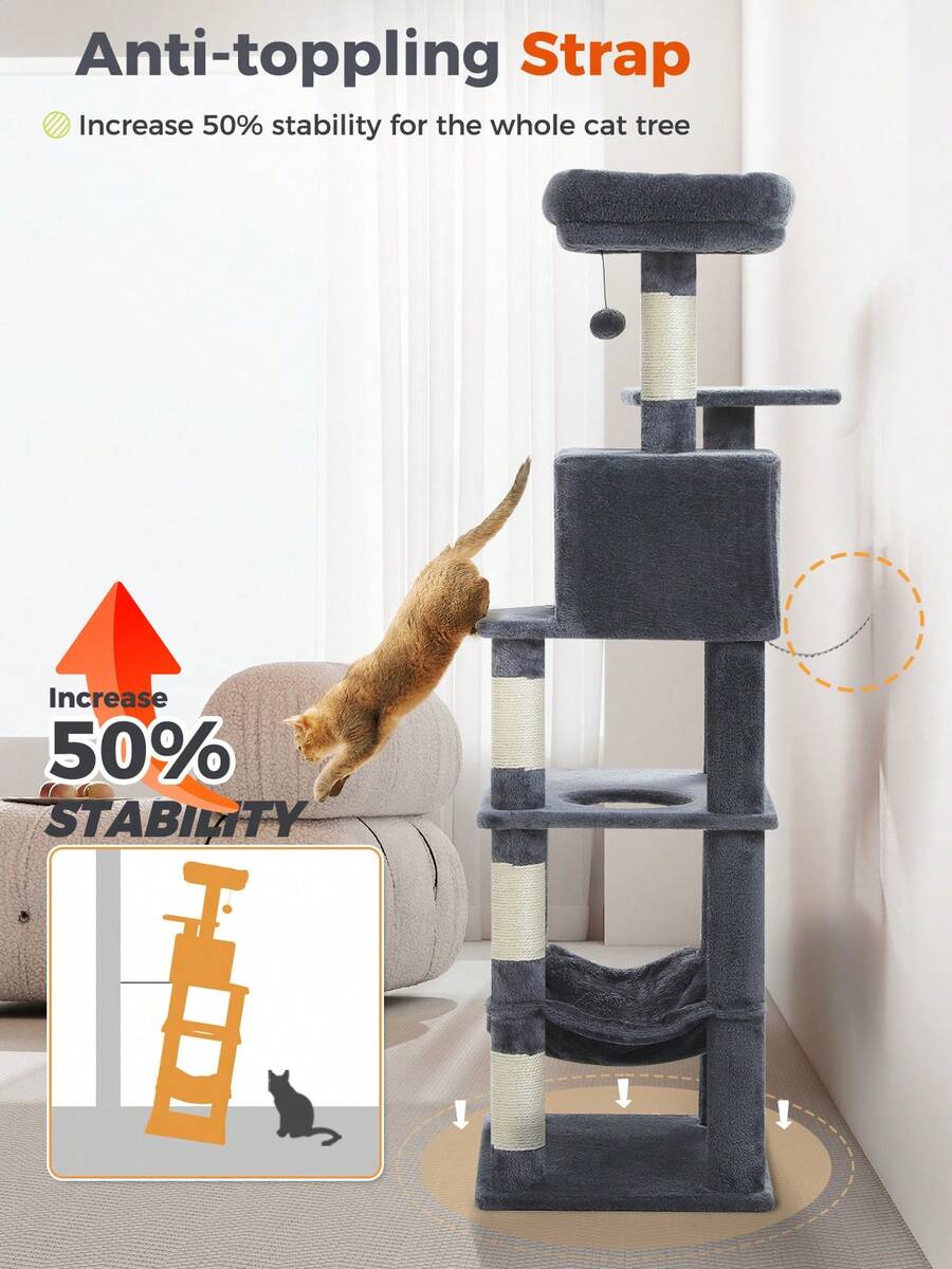 Árbol para gatos de 56,3 pulga - Cat Scratching Post Sisal Tree Tower reseña y precio