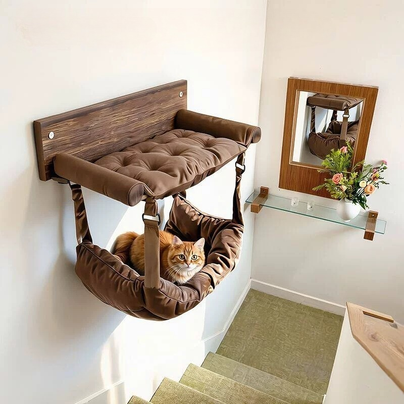 Estante de Pared para Gatos, C - Cat Wall Climbing Shelves Hammock Wooden reseña y precio
