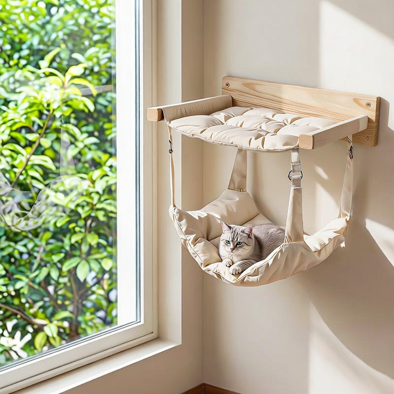 Estante de Pared para Gatos, C - Cat Wall Climbing Shelves Hammock Wooden reseña y precio