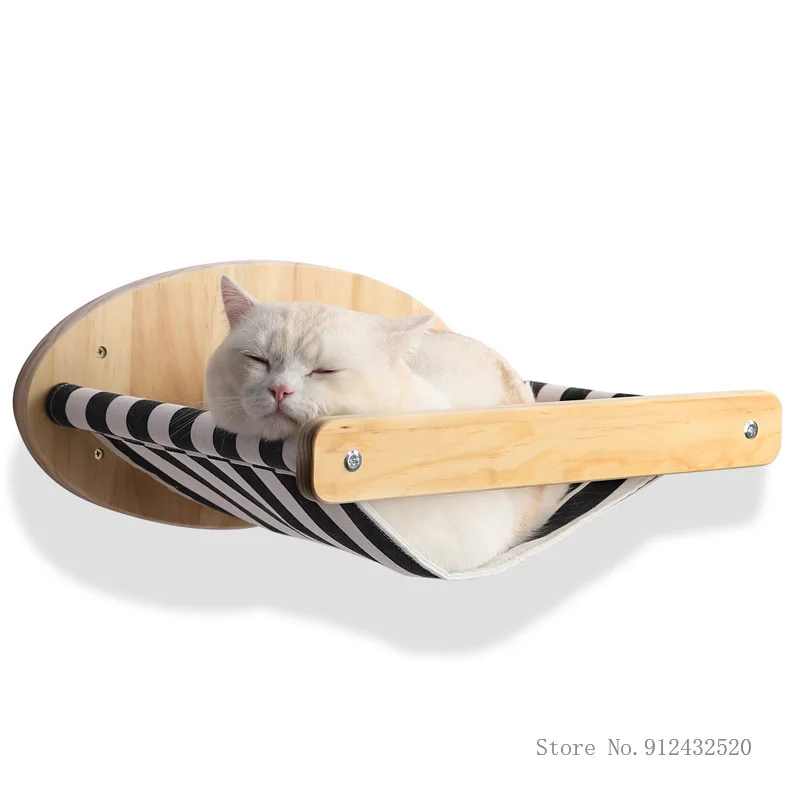 Hamaca para gatos montada en l - Cat Wall Climbing Shelves Hammock Wooden reseña y precio