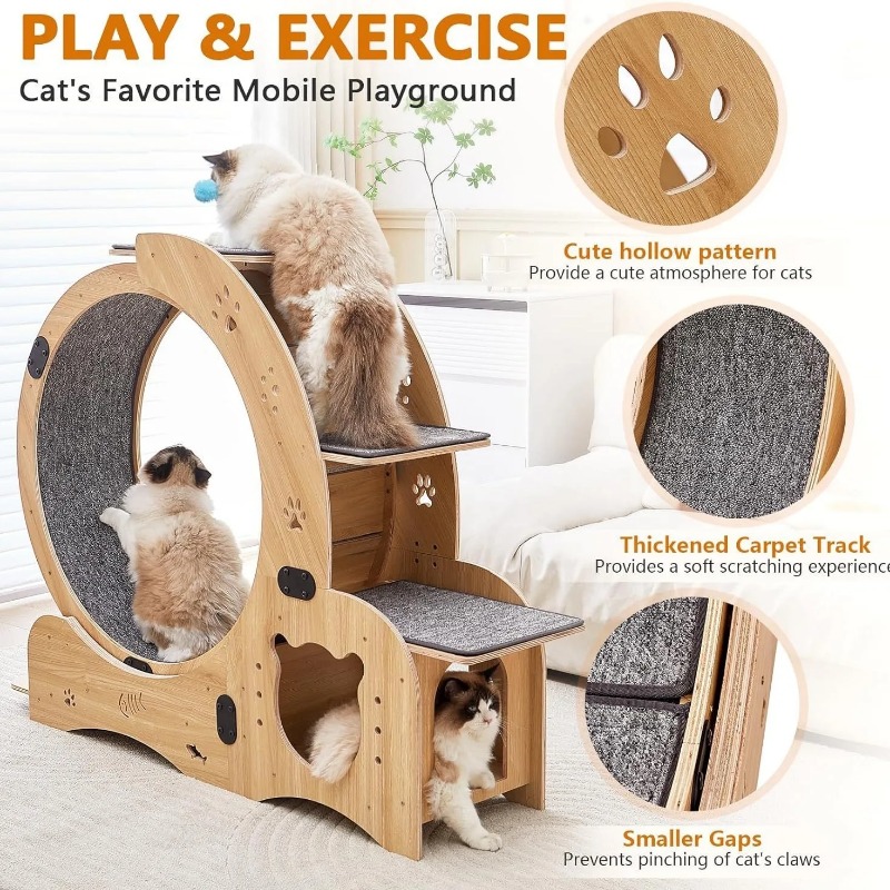 Juguete interactivo de alta ca - Cat Running Wheel Exercise Treadmill reseña y precio