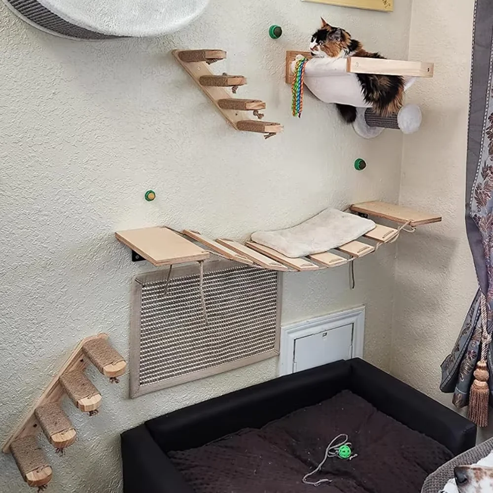 Estantes de escalada de madera - Cat Wall Climbing Shelves Hammock Wooden reseña y precio